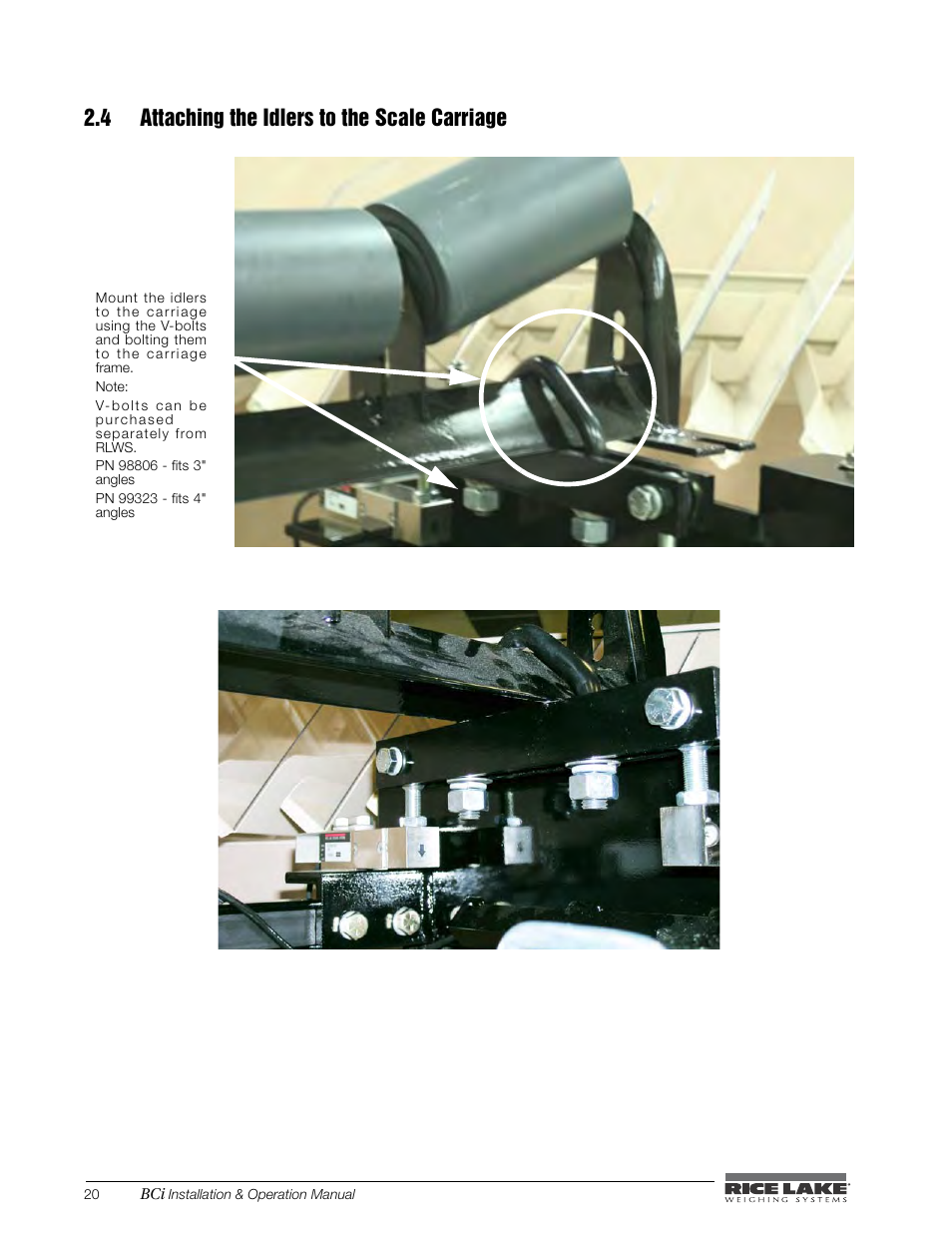 4 attaching the idlers to the scale carriage | Rice Lake BCi Belt Scale - Installation & Operation Manual Version 2.00 User Manual | Page 26 / 74
