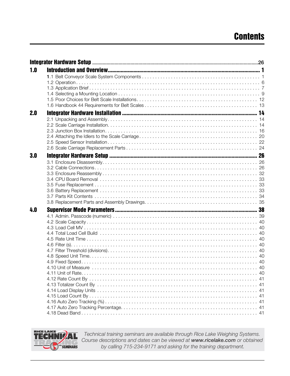 Rice Lake BCi Belt Scale - Installation & Operation Manual Version 2.00 User Manual | Page 3 / 74