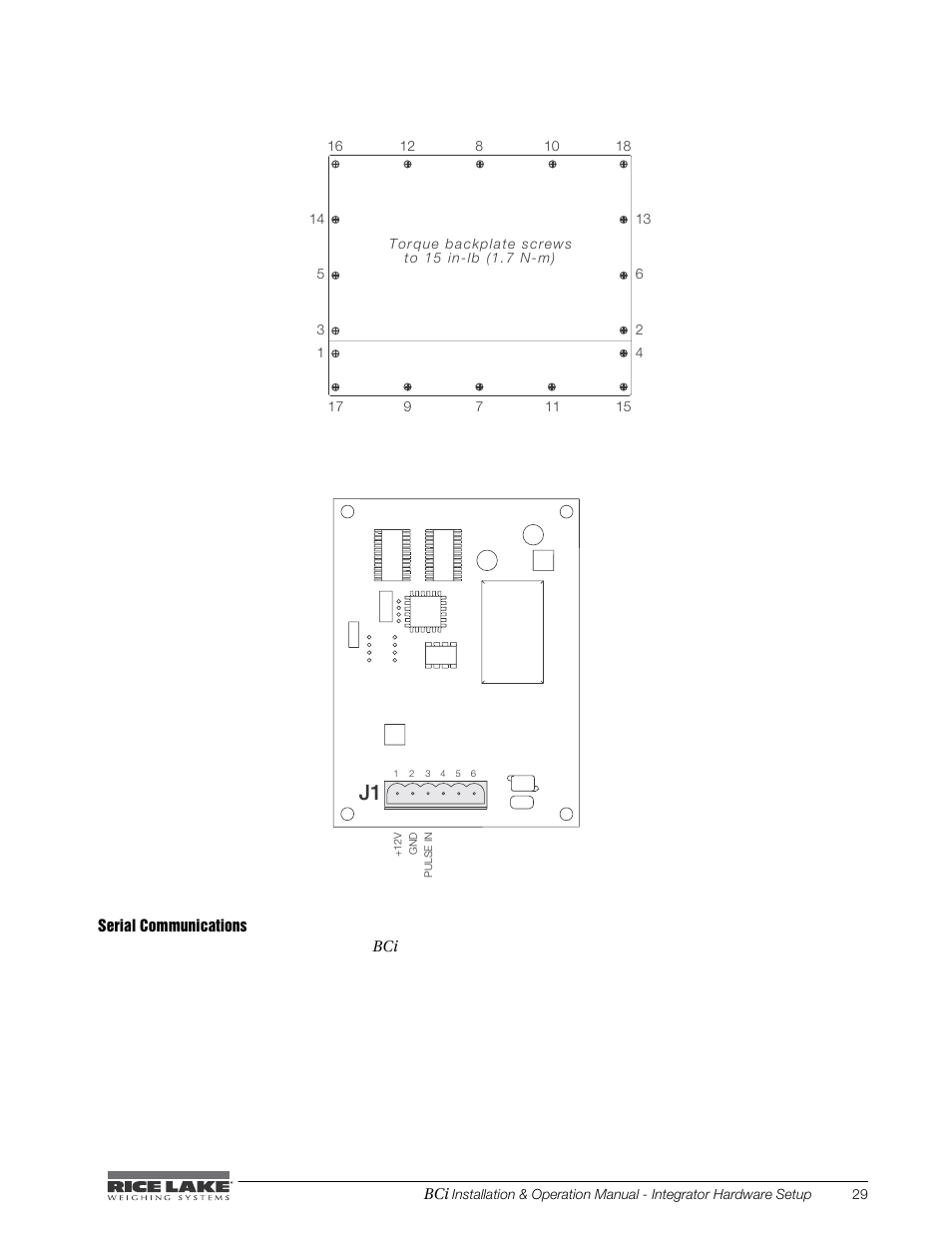 Serial communications, Reconnect power to the integrator, The four communications ports on the | Rice Lake BCi Belt Scale - Installation & Operation Manual Version 2.00 User Manual | Page 35 / 74