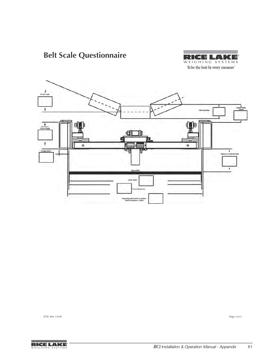 Belt scale questionnaire | Rice Lake BCi Belt Scale - Installation & Operation Manual Version 2.00 User Manual | Page 67 / 74