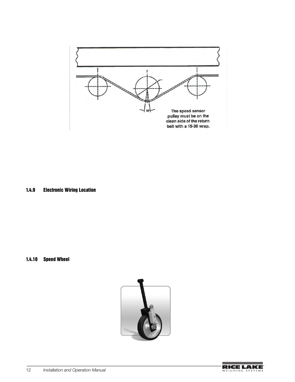 9 electronic wiring location, 10 speed wheel, Electronic wiring location | Rice Lake BCi Belt Scale - Installation and Operation Manual Version 2.03 User Manual | Page 18 / 74