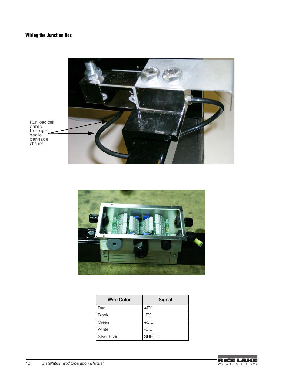 Wiring the junction box, Figure 2-5. wiring the junction box | Rice Lake BCi Belt Scale - Installation and Operation Manual Version 2.03 User Manual | Page 24 / 74