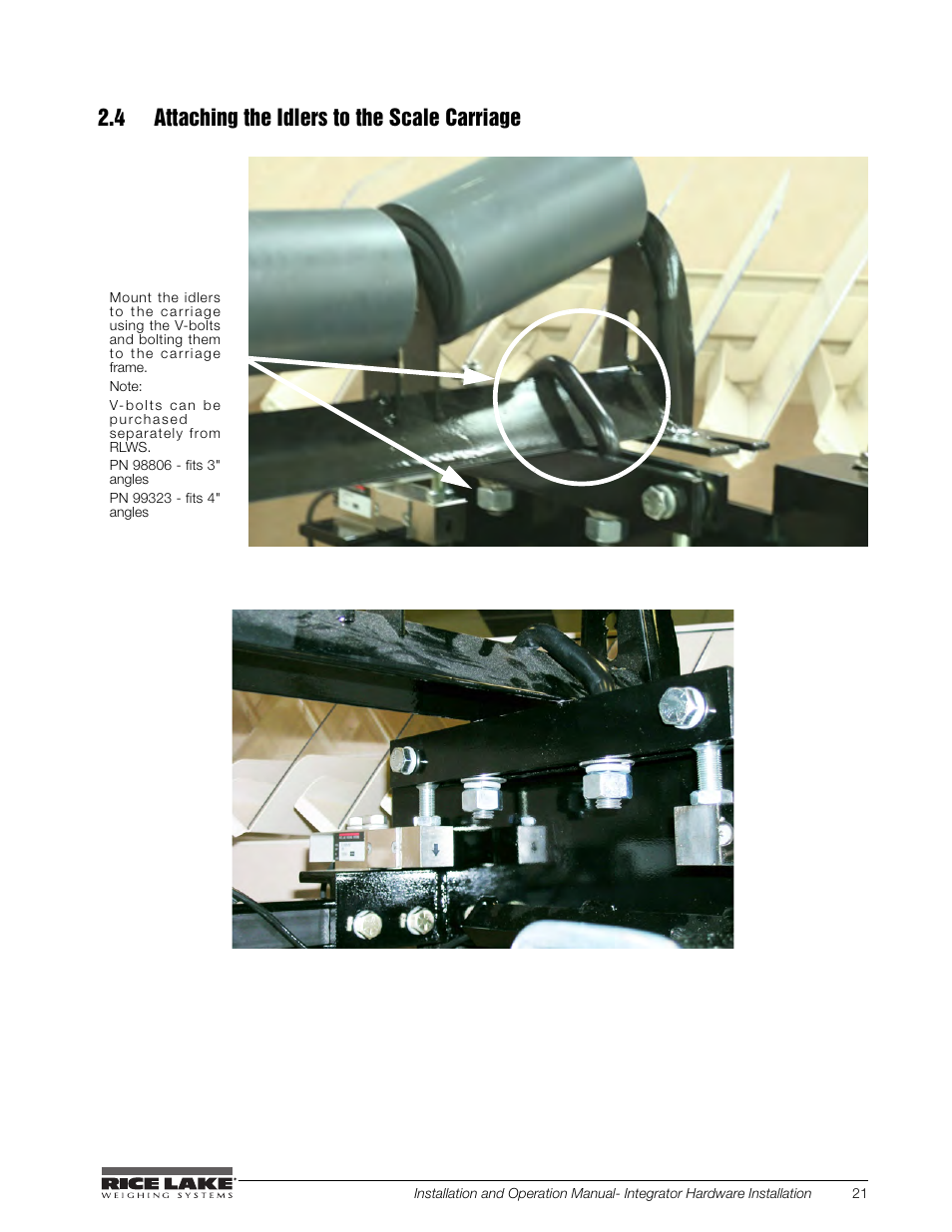 4 attaching the idlers to the scale carriage | Rice Lake BCi Belt Scale - Installation and Operation Manual Version 2.03 User Manual | Page 27 / 74