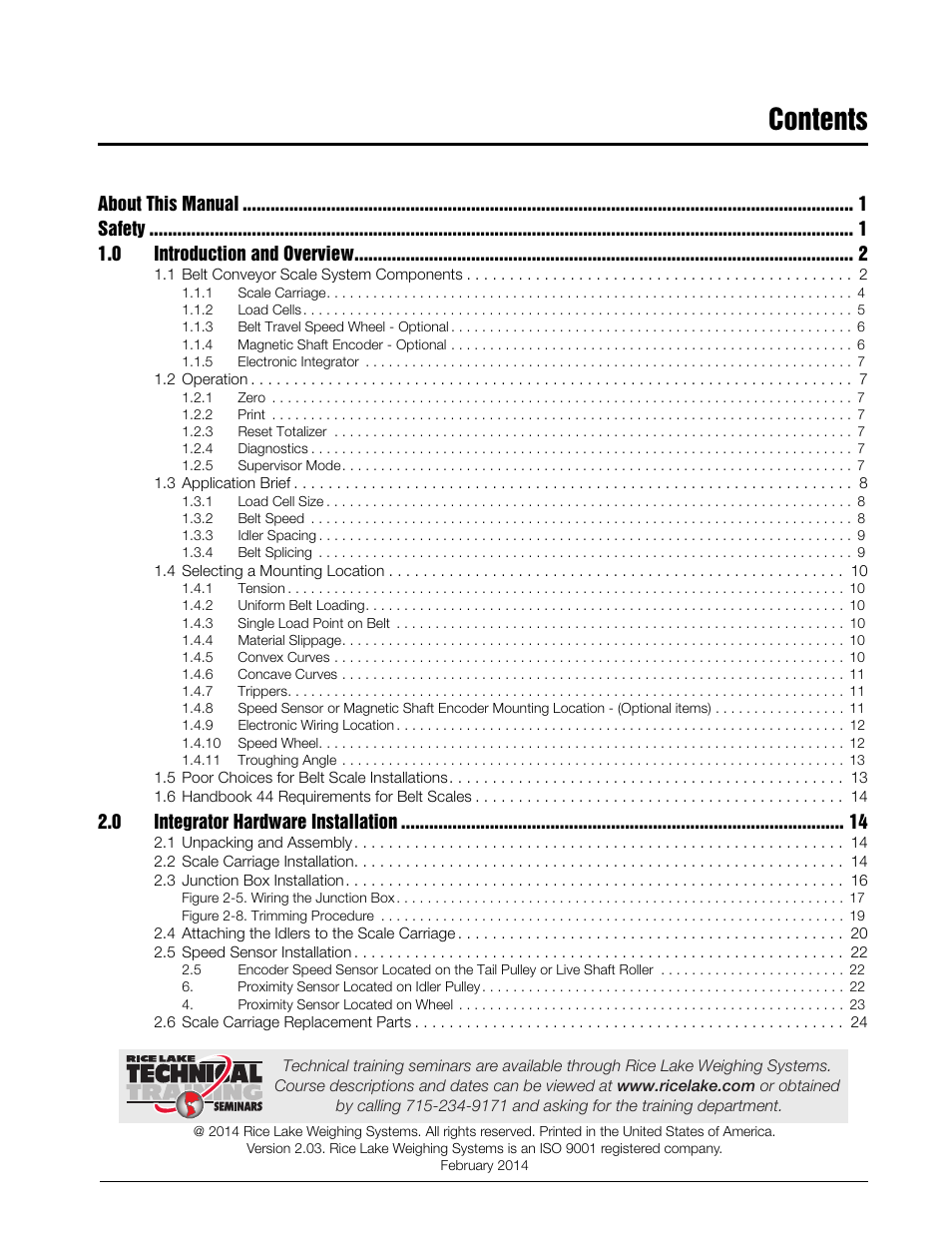 Rice Lake BCi Belt Scale - Installation and Operation Manual Version 2.03 User Manual | Page 3 / 74