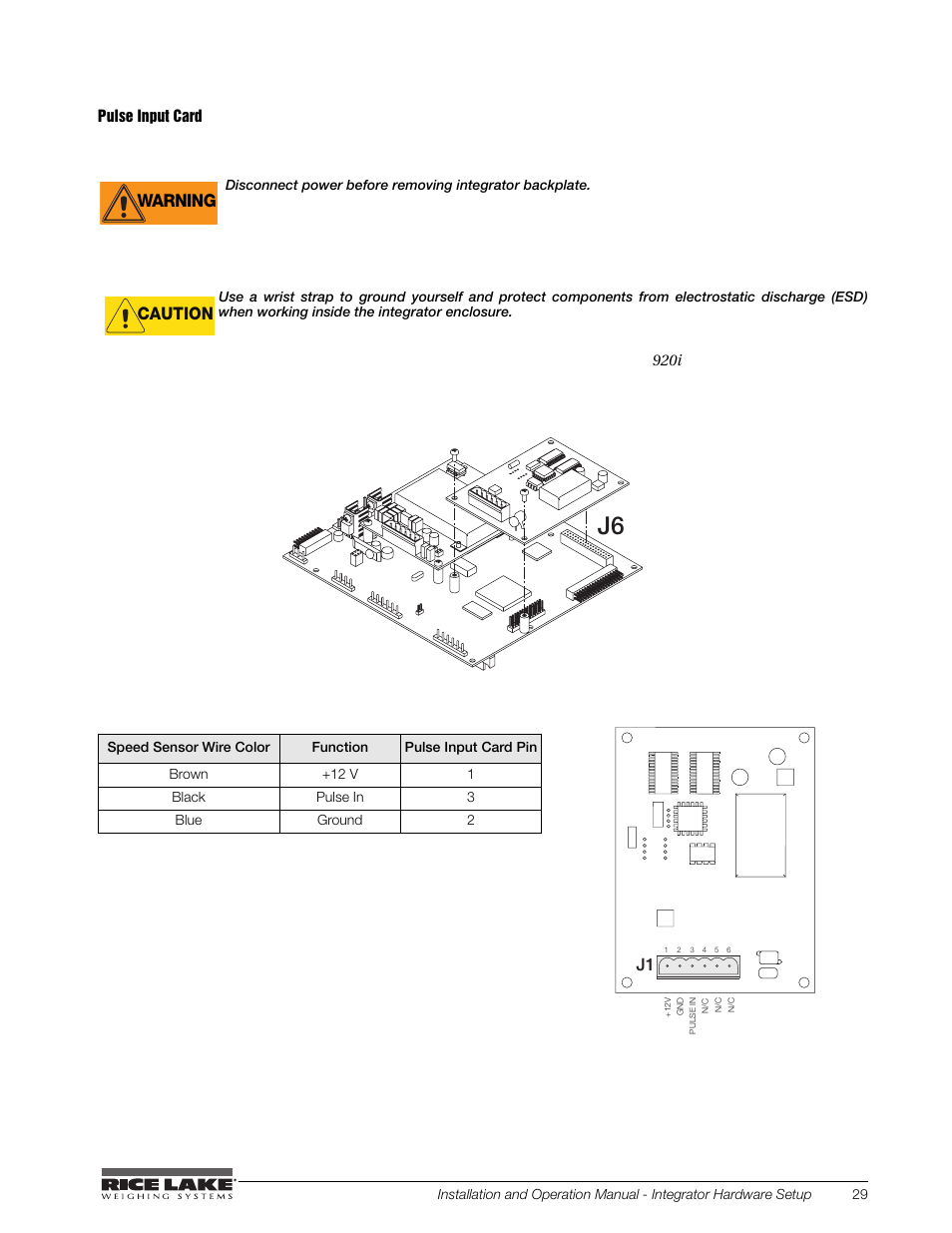 Pulse input card, Table 3-1. pulse input card | Rice Lake BCi Belt Scale - Installation and Operation Manual Version 2.03 User Manual | Page 35 / 74