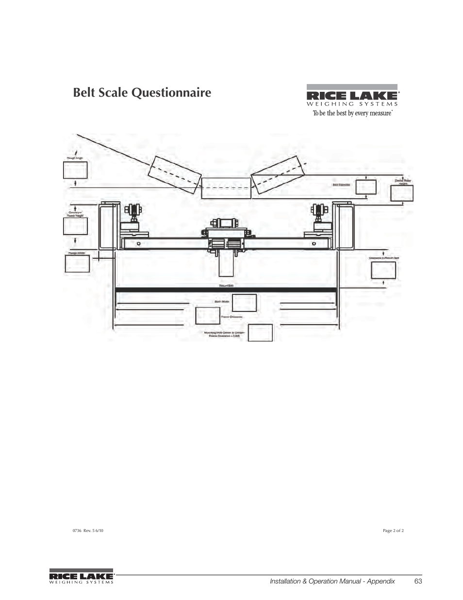 Belt scale questionnaire | Rice Lake BCi Belt Scale - Installation and Operation Manual Version 2.03 User Manual | Page 69 / 74
