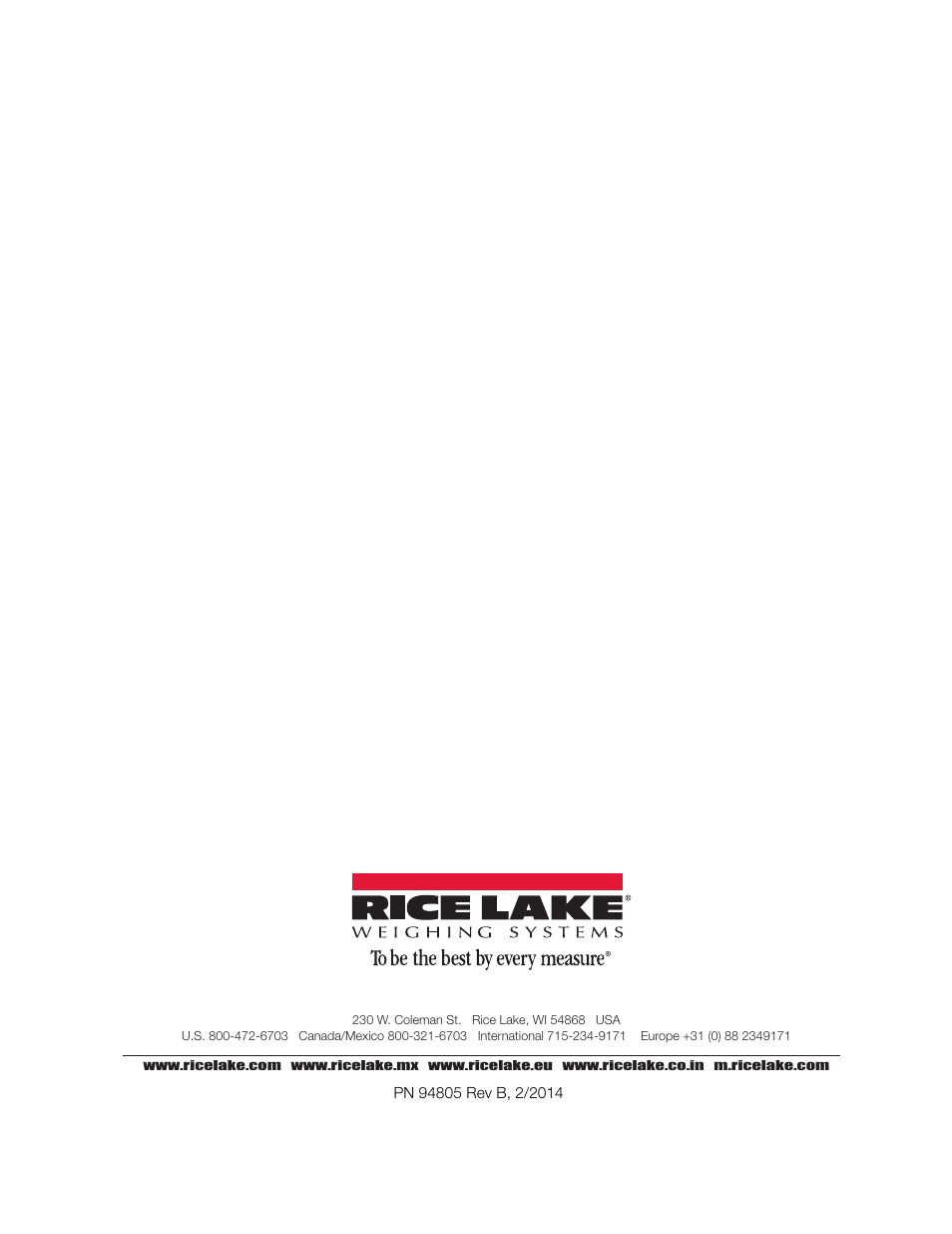 Rice Lake BCi Belt Scale - Installation and Operation Manual Version 2.03 User Manual | Page 74 / 74