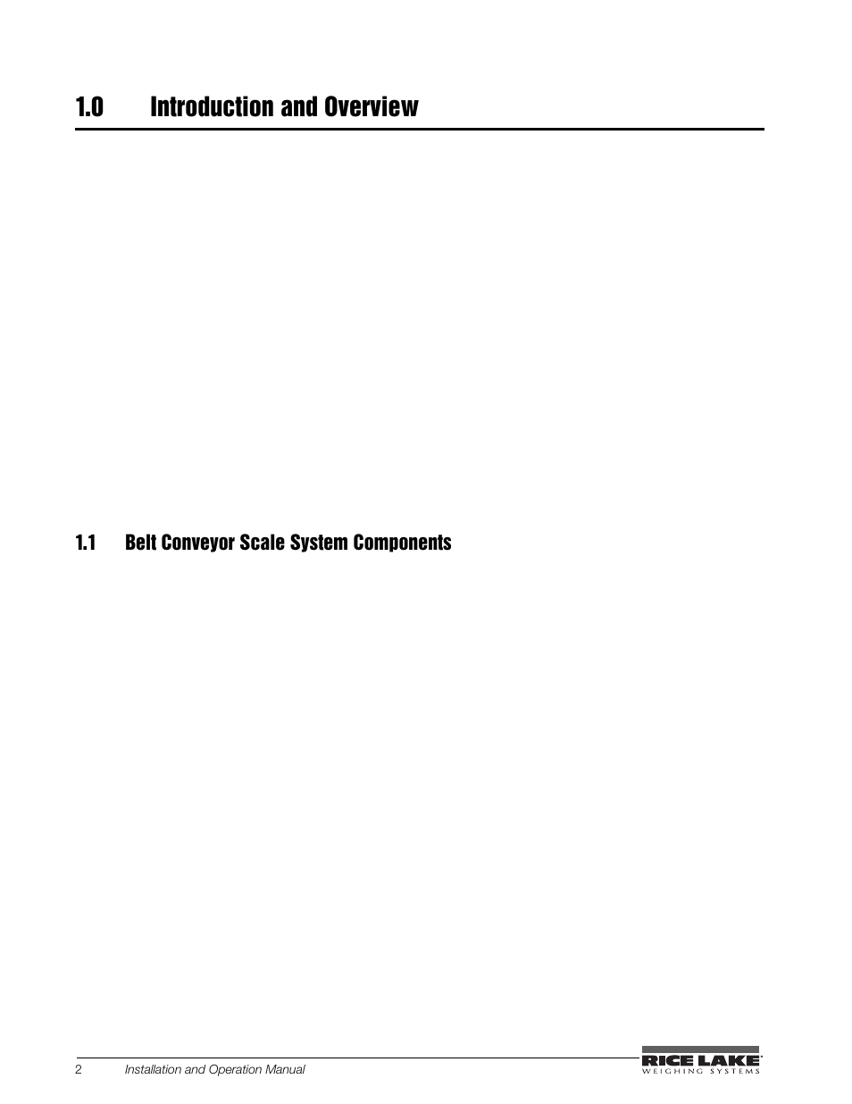0 introduction and overview, 1 belt conveyor scale system components, Introduction and overview | Rice Lake BCi Belt Scale - Installation and Operation Manual Version 2.03 User Manual | Page 8 / 74