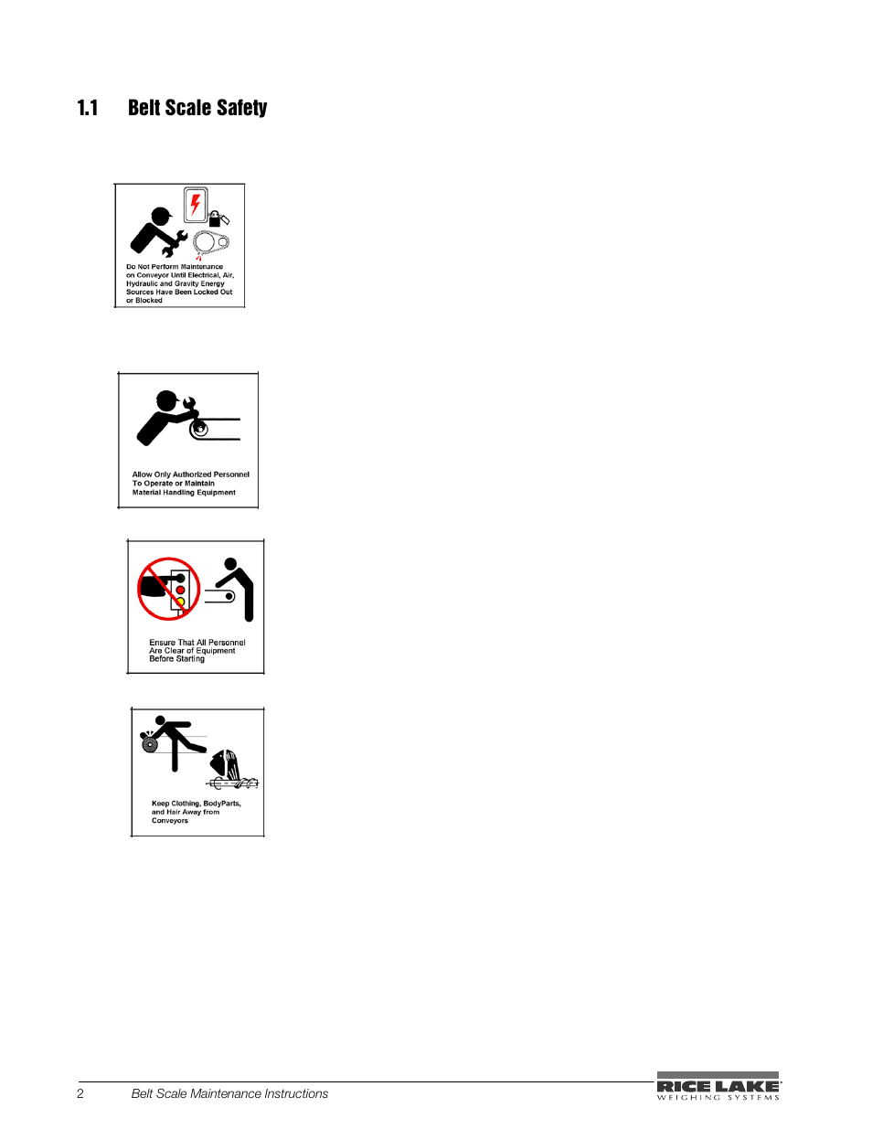 1 belt scale safety | Rice Lake BCi Belt Scale - Maintenance & Troubleshooting Manual User Manual | Page 6 / 16