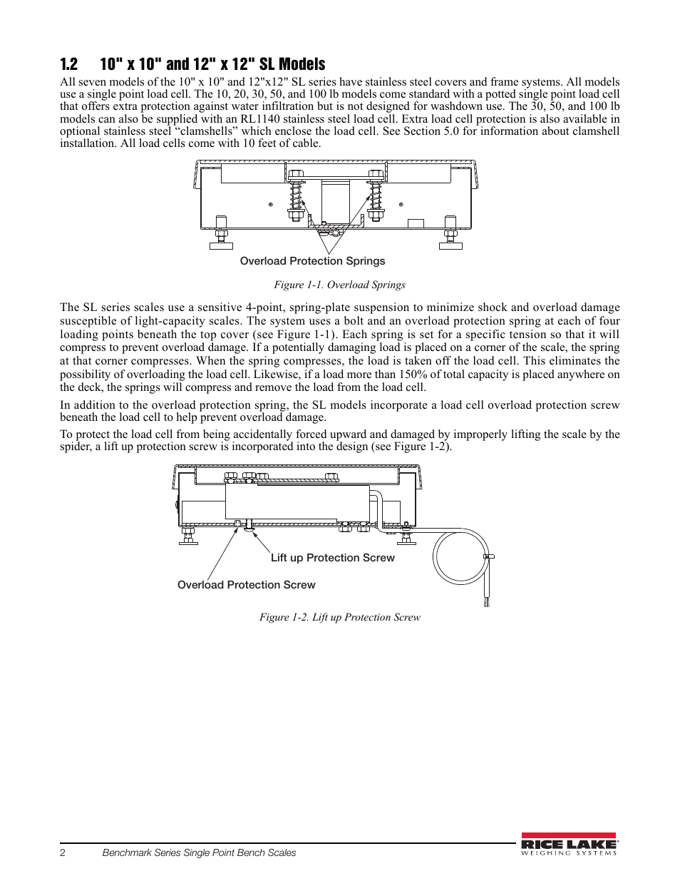 2 10" x 10" and 12" x 12" sl models | Rice Lake BenchMark SLHE User Manual | Page 6 / 26