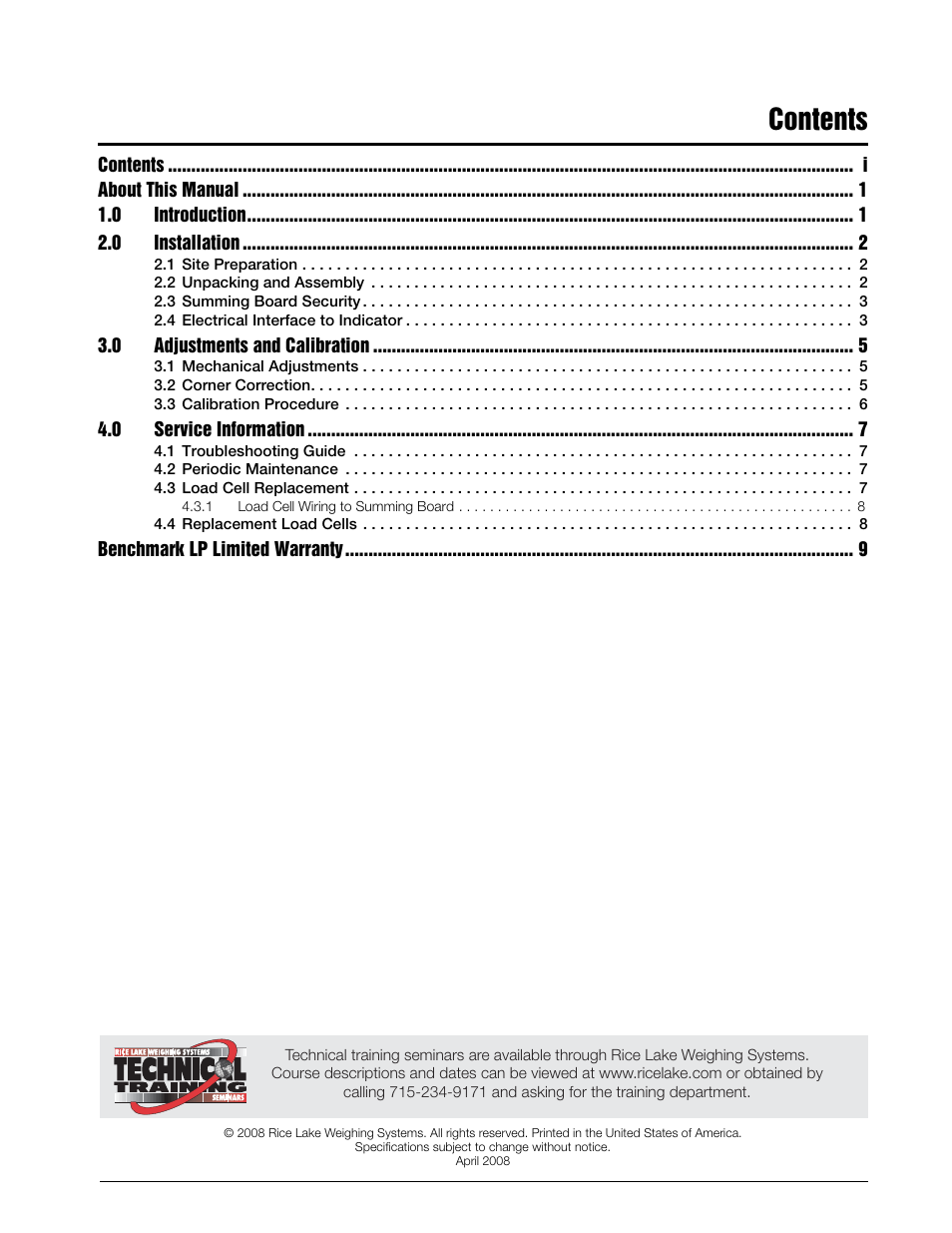 Rice Lake BenchMark LP User Manual | Page 3 / 13