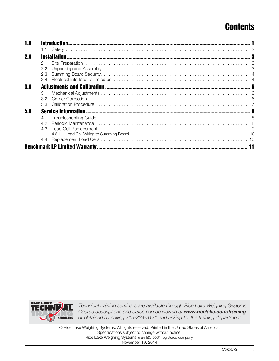 Rice Lake BenchMark LP User Manual | Page 3 / 18