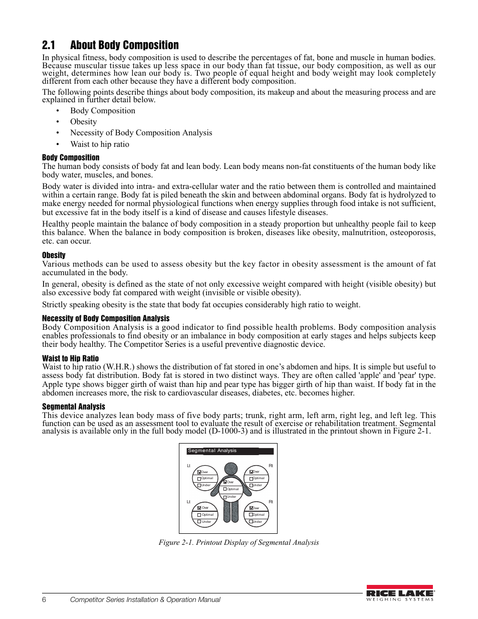 1 about body composition | Rice Lake Upper Body Single Frequency Composition Analyzer - D1000-2 User Manual | Page 10 / 48