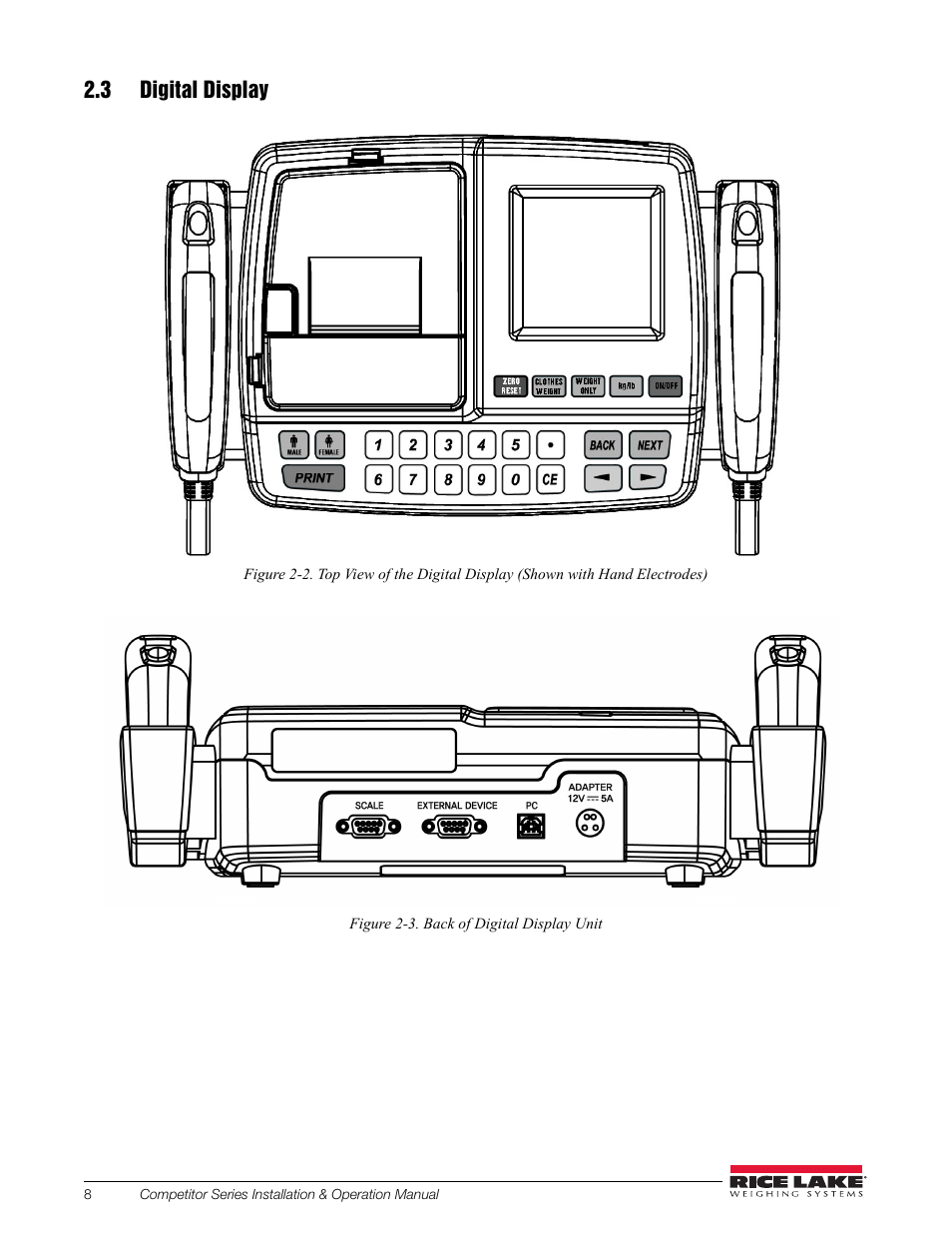 3 digital display | Rice Lake Upper Body Single Frequency Composition Analyzer - D1000-2 User Manual | Page 12 / 48