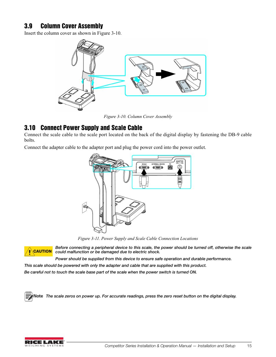 9 column cover assembly, 10 connect power supply and scale cable | Rice Lake Upper Body Single Frequency Composition Analyzer - D1000-2 User Manual | Page 19 / 48