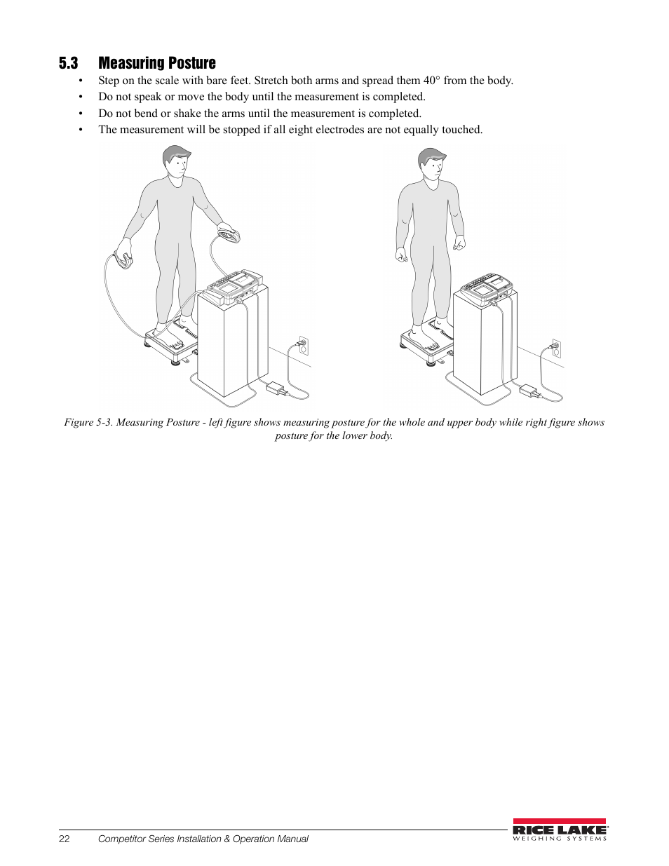 3 measuring posture | Rice Lake Upper Body Single Frequency Composition Analyzer - D1000-2 User Manual | Page 26 / 48