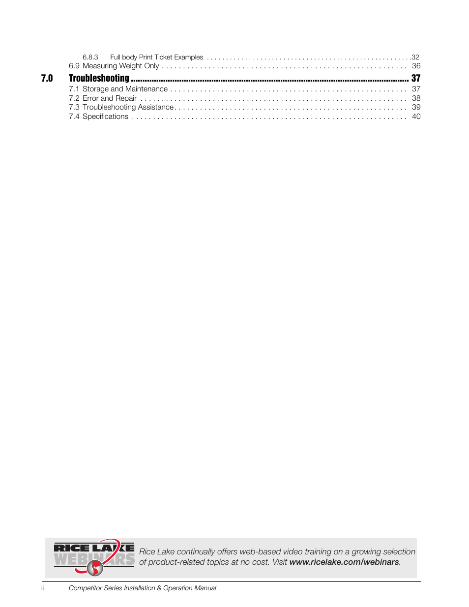 Rice Lake Upper Body Single Frequency Composition Analyzer - D1000-2 User Manual | Page 4 / 48