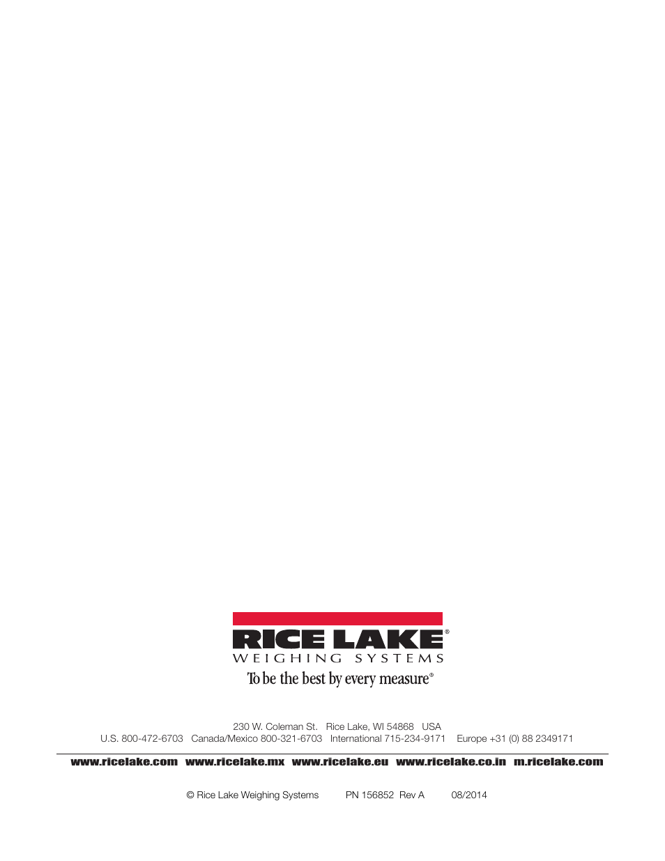 Rice Lake Upper Body Single Frequency Composition Analyzer - D1000-2 User Manual | Page 48 / 48