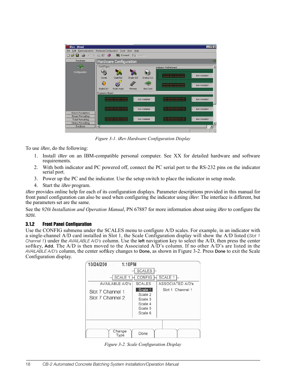 2 front panel configuration, Front panel configuration | Rice Lake CB-2 Concrete Batch Controller Version 1.0 User Manual | Page 22 / 60