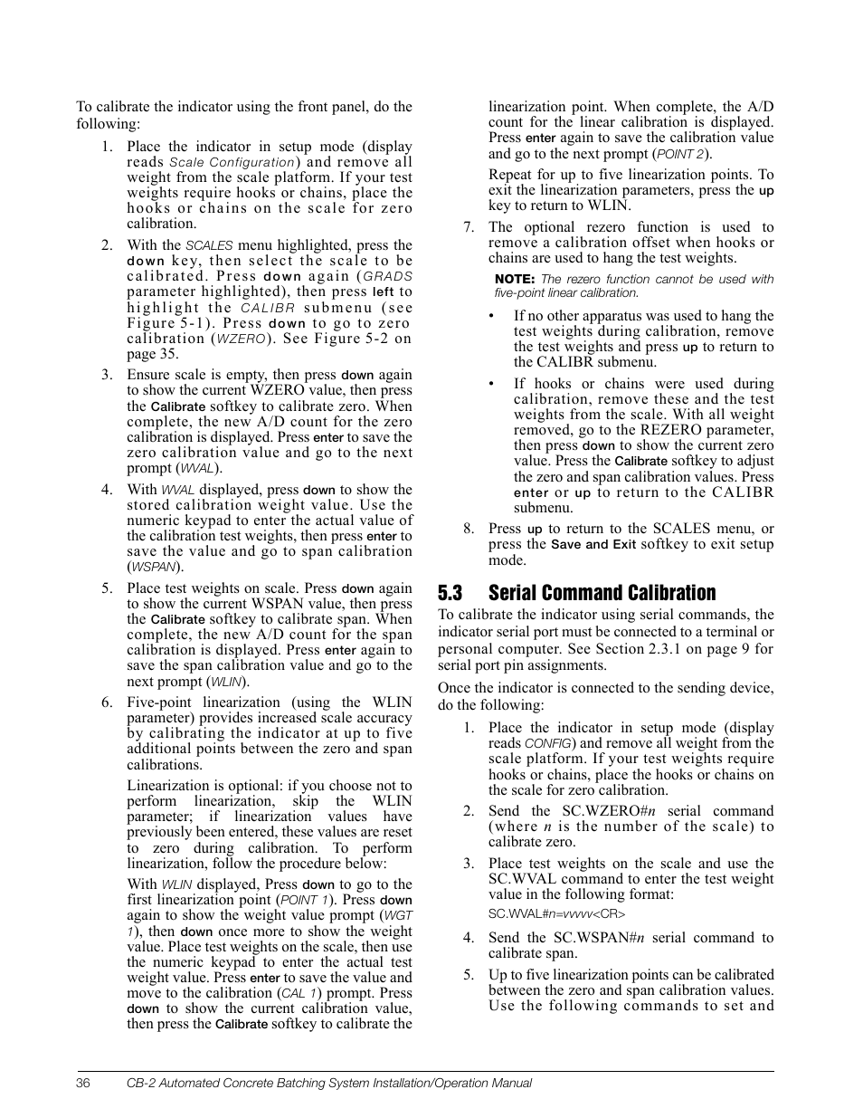 3 serial command calibration | Rice Lake CB-2 Concrete Batch Controller Version 1.0 User Manual | Page 40 / 60