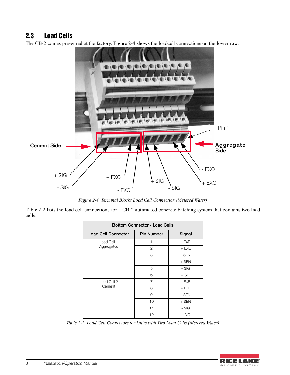 3 load cells | Rice Lake CB-2 Concrete Batch Controller Version 2.0 User Manual | Page 12 / 91