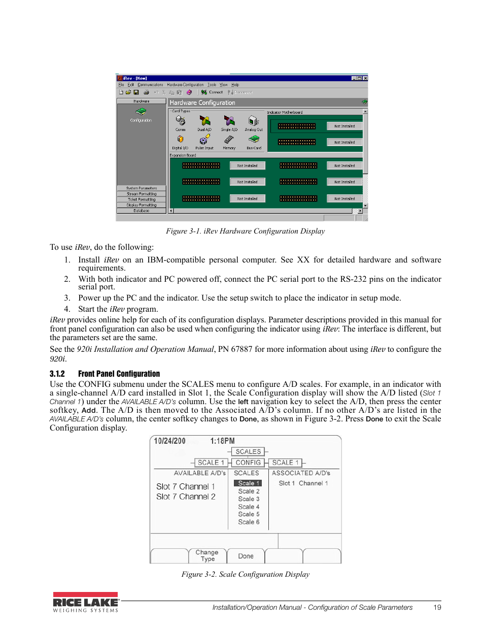 2 front panel configuration, Front panel configuration | Rice Lake CB-2 Concrete Batch Controller Version 2.0 User Manual | Page 23 / 91