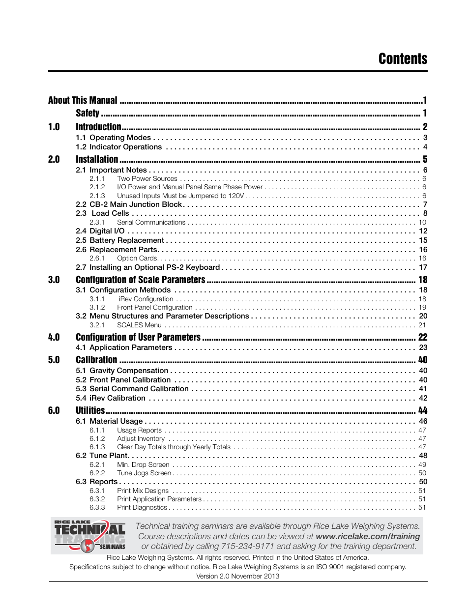 Rice Lake CB-2 Concrete Batch Controller Version 2.0 User Manual | Page 3 / 91