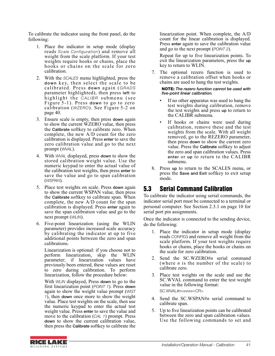 3 serial command calibration | Rice Lake CB-2 Concrete Batch Controller Version 2.0 User Manual | Page 45 / 91