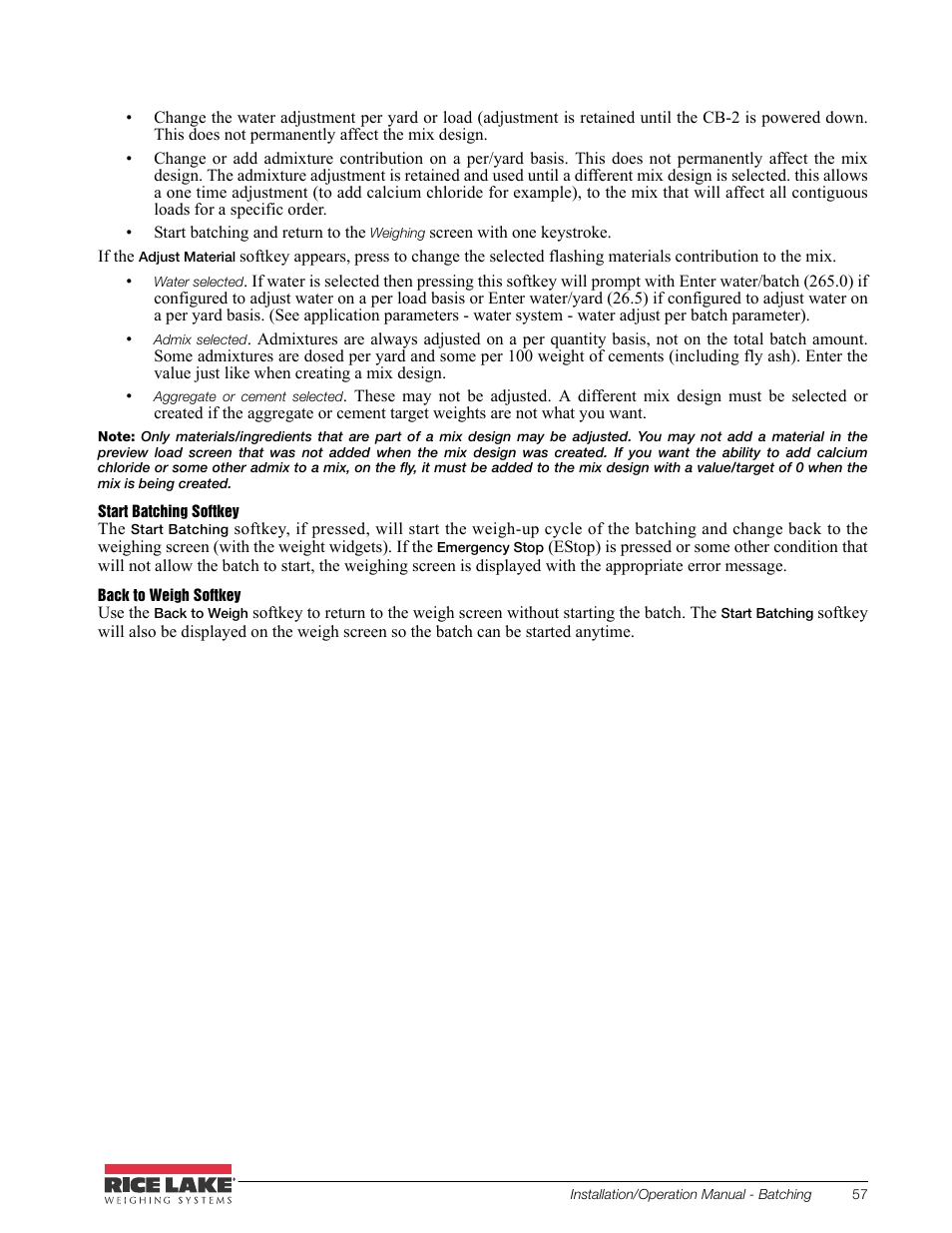 Rice Lake CB-2 Concrete Batch Controller Version 2.0 User Manual | Page 61 / 91