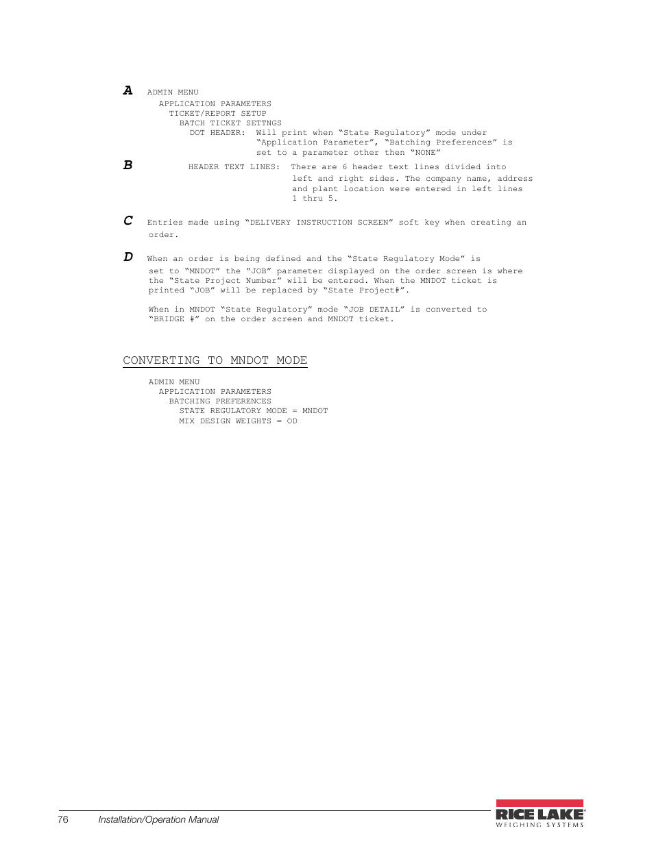 Rice Lake CB-2 Concrete Batch Controller Version 2.0 User Manual | Page 80 / 91
