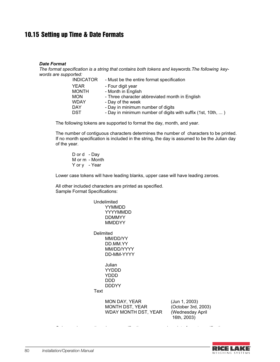 15 setting up time & date formats | Rice Lake CB-2 Concrete Batch Controller Version 2.0 User Manual | Page 84 / 91