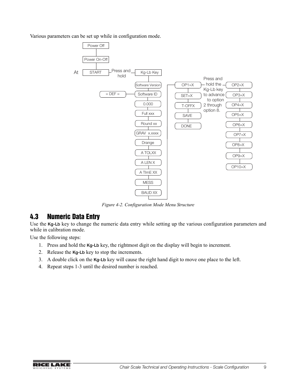 3 numeric data entry | Rice Lake Chair Scales User Manual | Page 13 / 32