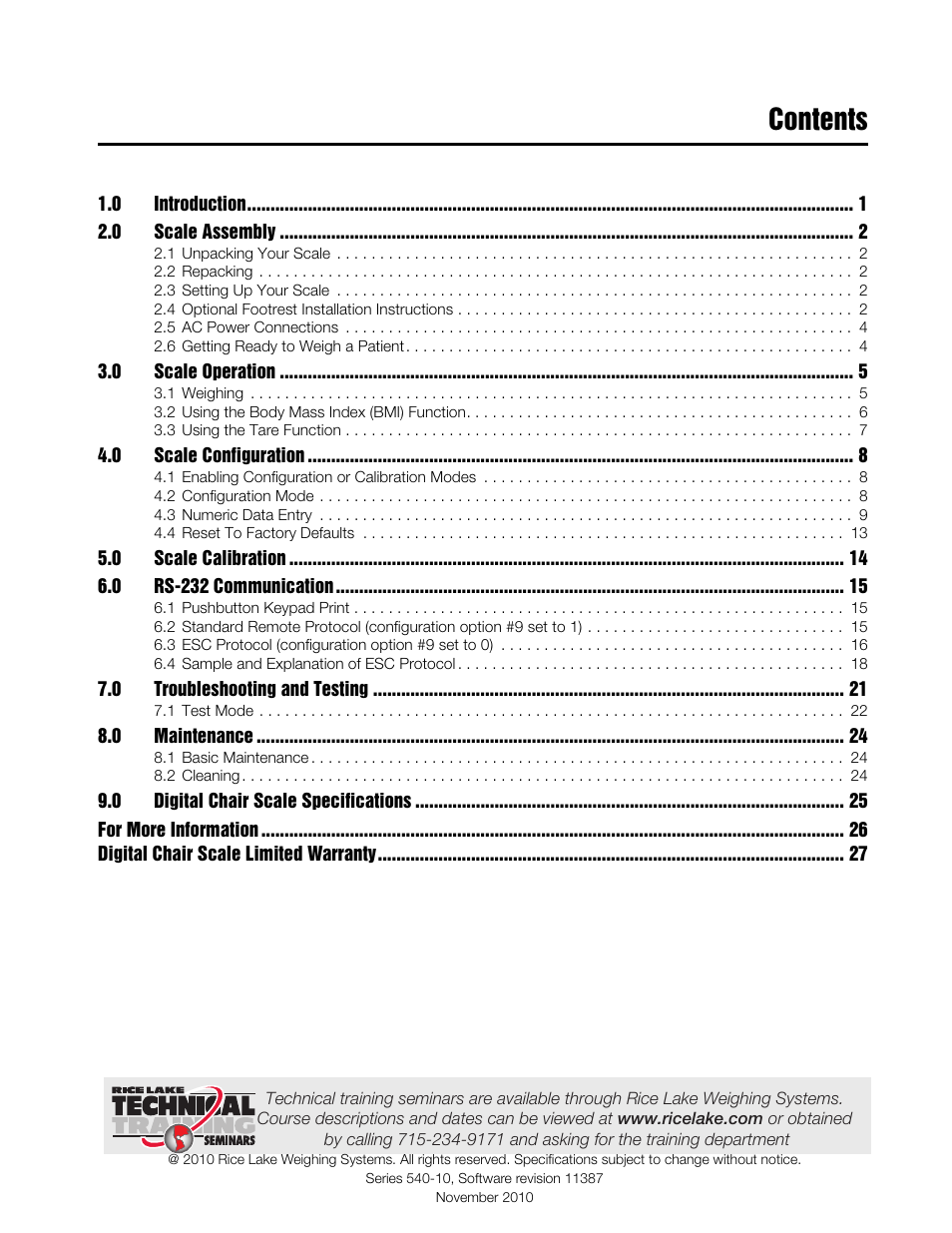 Rice Lake Chair Scales User Manual | Page 3 / 32