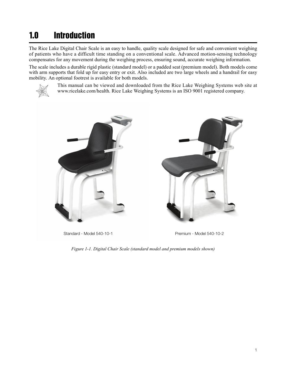 0 introduction | Rice Lake Chair Scales User Manual | Page 5 / 32