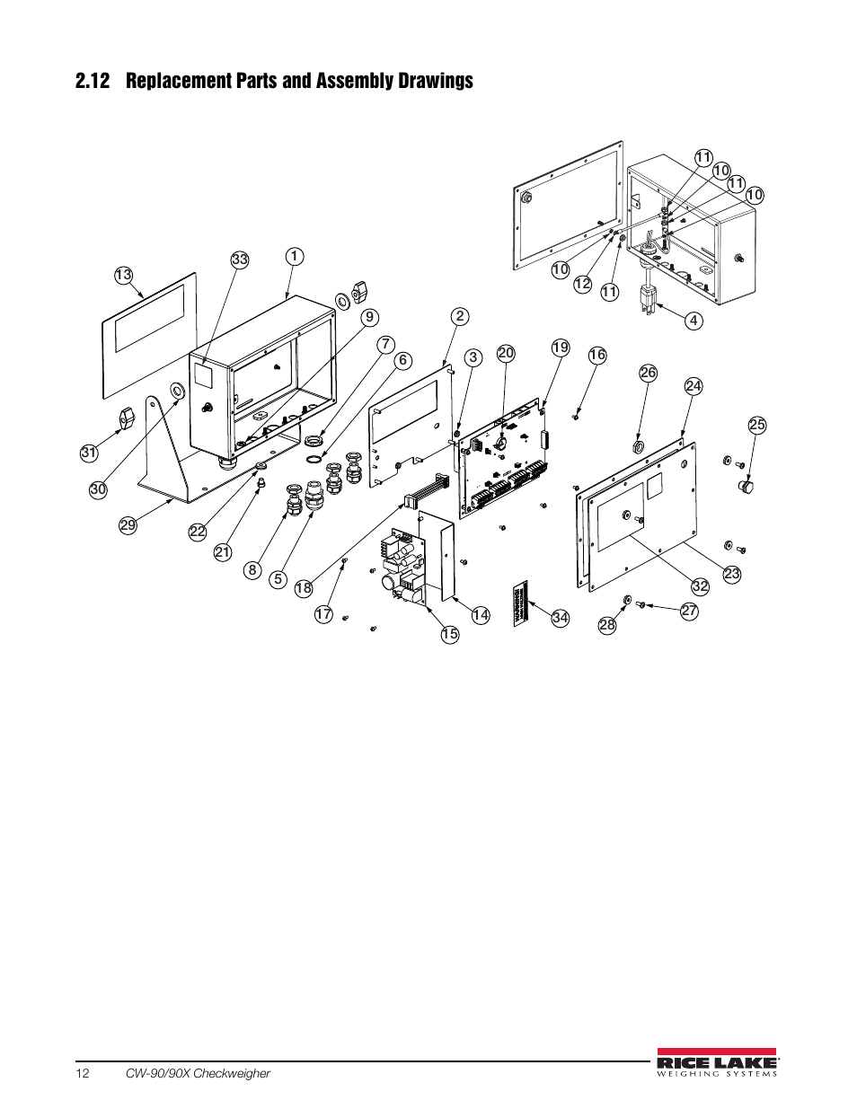 12 replacement parts and assembly drawings | Rice Lake Static Weighing User Manual | Page 16 / 78