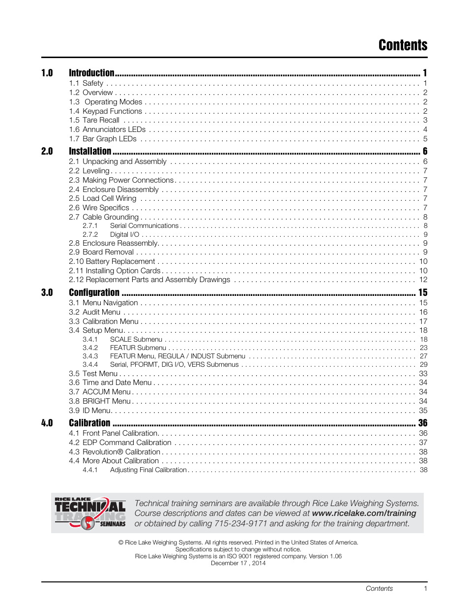 Rice Lake Static Weighing User Manual | Page 3 / 78