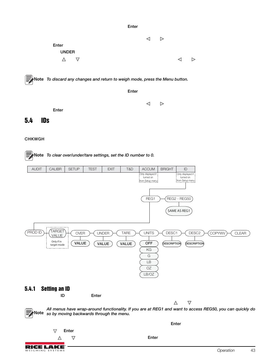 4 ids, 1 setting an id, Setting an id | Rice Lake Static Weighing User Manual | Page 47 / 78
