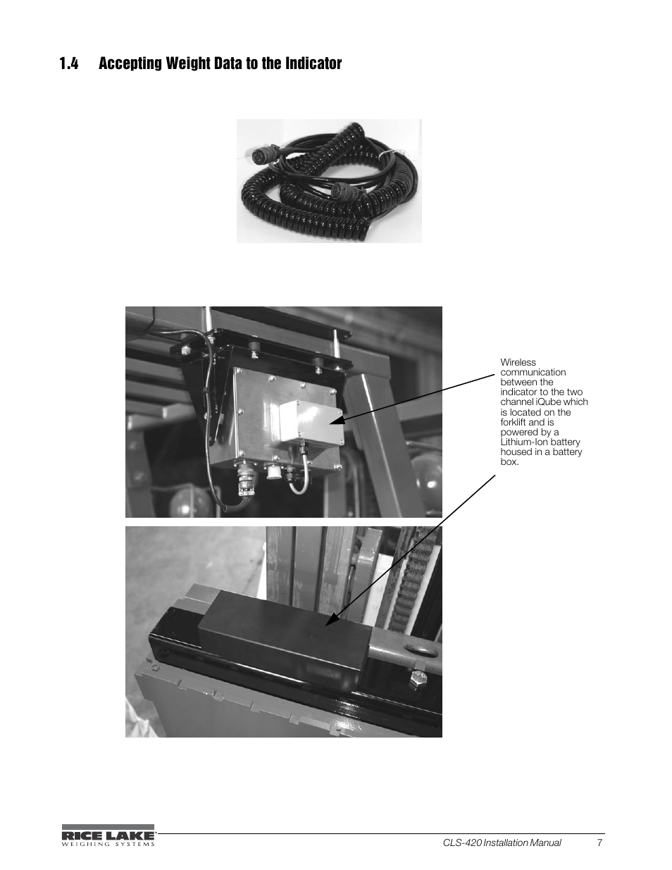 4 accepting weight data to the indicator | Rice Lake CLS-420 Cargo Lift Scale Installation Manual User Manual | Page 11 / 66