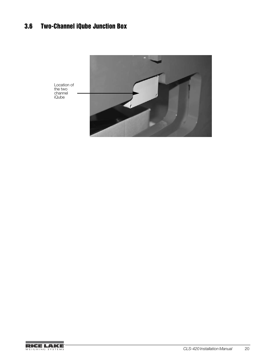 6 two-channel iqube junction box | Rice Lake CLS-420 Cargo Lift Scale Installation Manual User Manual | Page 25 / 66