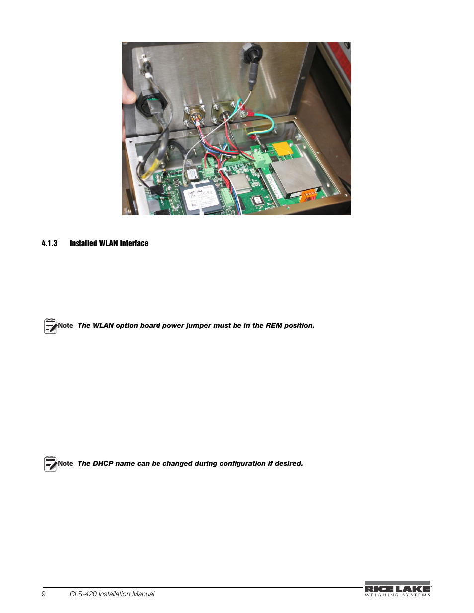 3 installed wlan interface, Installed wlan interface | Rice Lake CLS-420 Cargo Lift Scale Installation Manual User Manual | Page 28 / 66