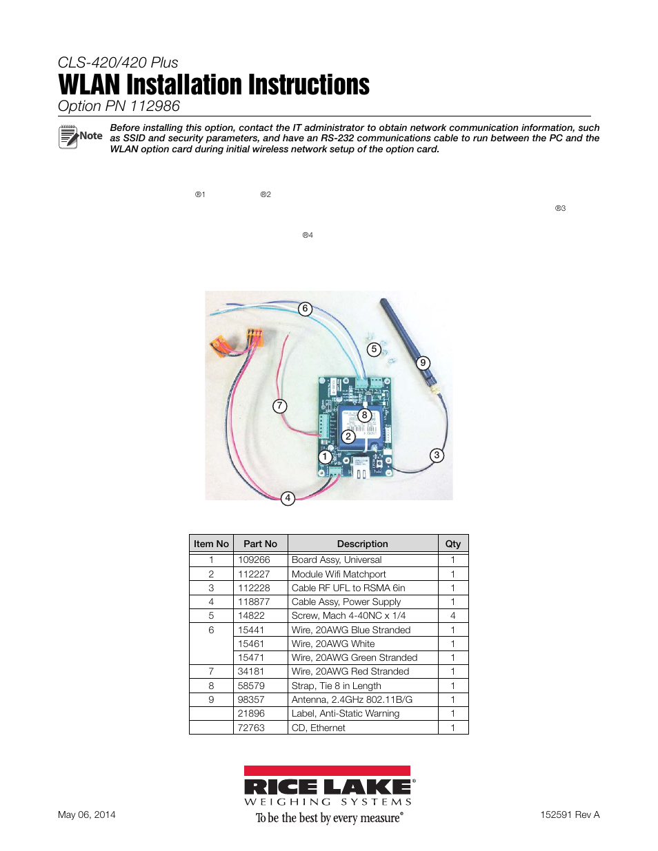 Rice Lake CLS-420/420Plus WLAN User Manual | 8 pages