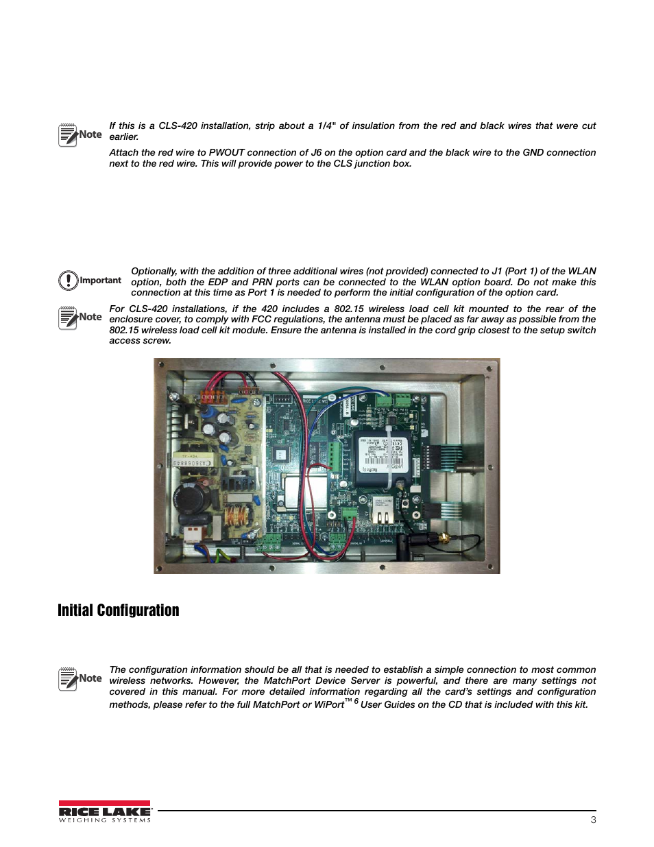 Initial configuration | Rice Lake CLS-420/420Plus WLAN User Manual | Page 3 / 8