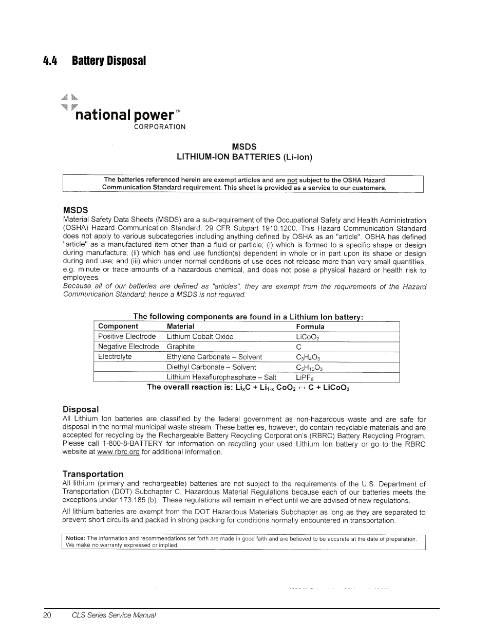 4 battery disposal | Rice Lake Lift Truck/Pallet Jack Scales - CLS-Series User Manual | Page 24 / 46