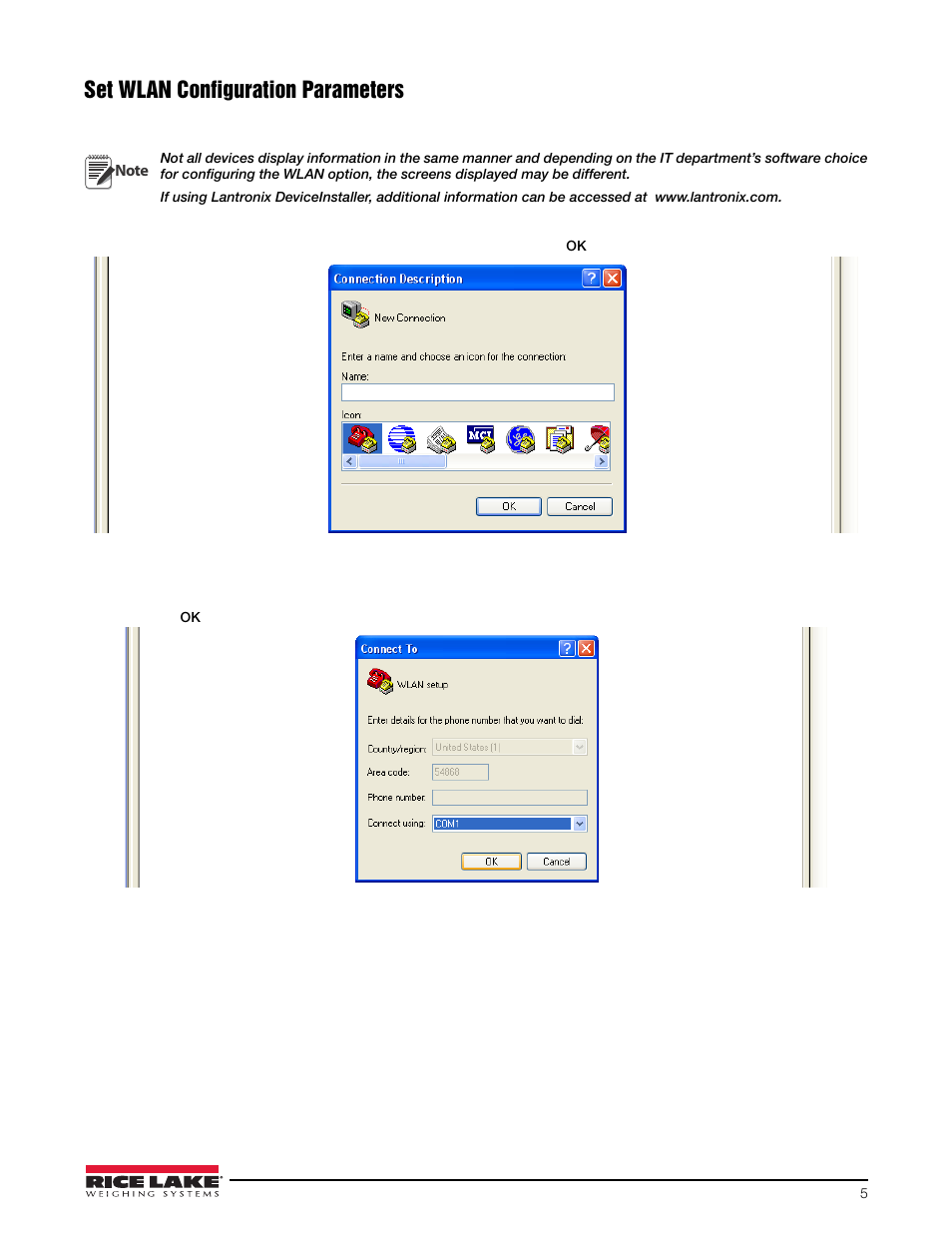 Set wlan configuration parameters | Rice Lake CLS-920 WLAN Option User Manual | Page 5 / 14