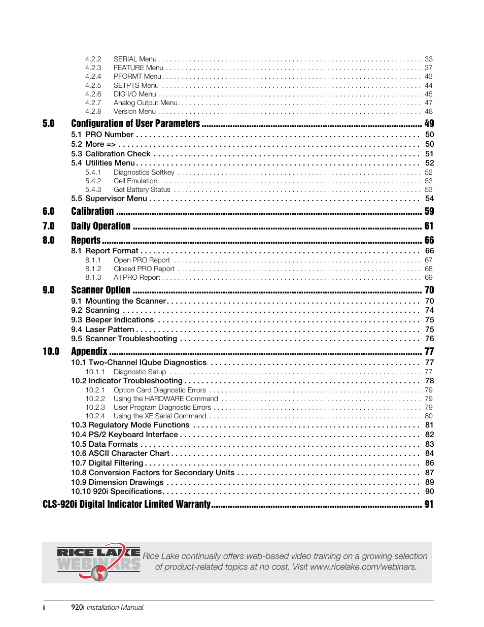 Rice Lake CLS-920i Cargo Lift Scale Installation Manual User Manual | Page 4 / 98