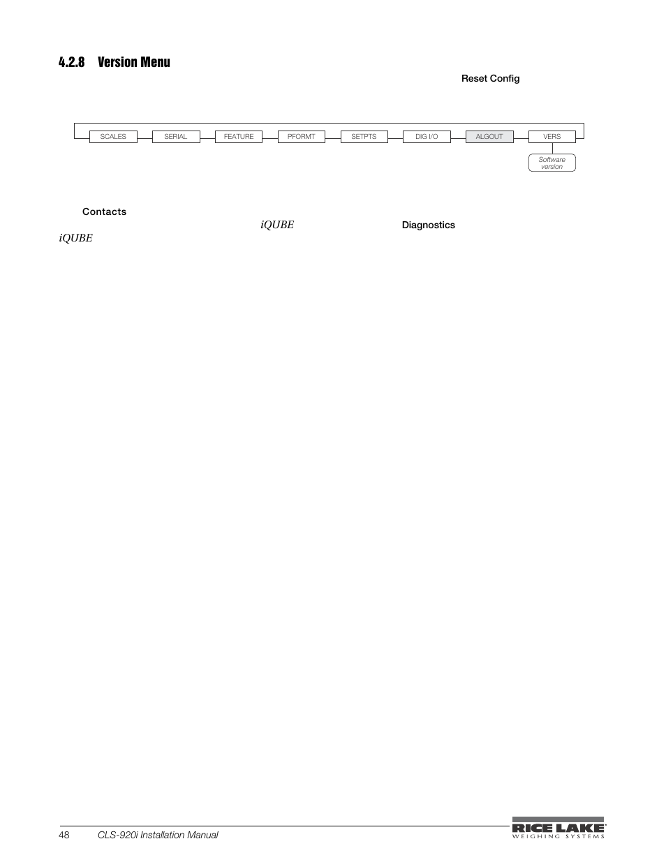 8 version menu | Rice Lake CLS-920i Cargo Lift Scale Installation Manual User Manual | Page 52 / 98