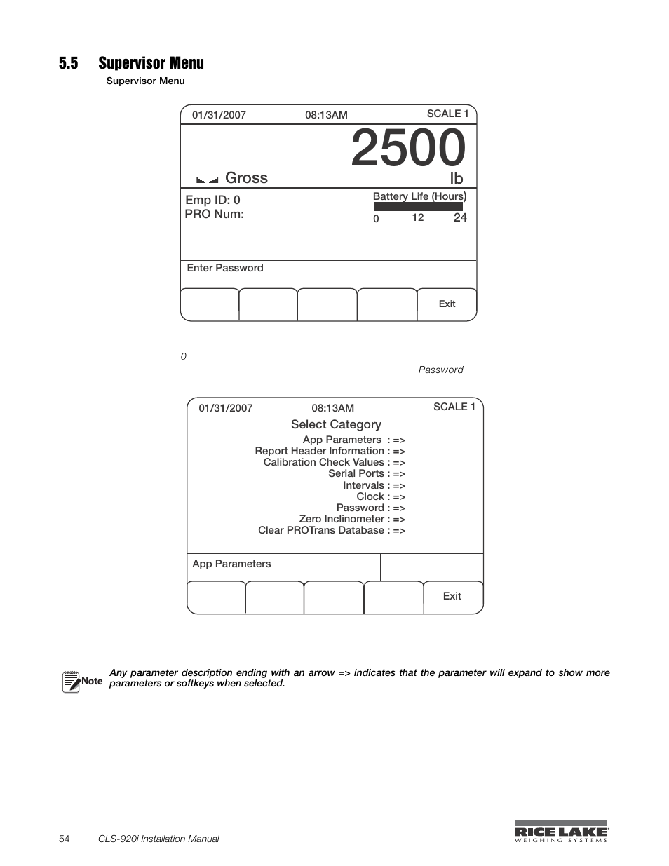 5 supervisor menu, Sptt | Rice Lake CLS-920i Cargo Lift Scale Installation Manual User Manual | Page 58 / 98