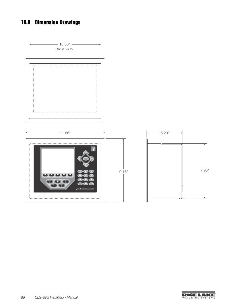 9 dimension drawings | Rice Lake CLS-920i Cargo Lift Scale Installation Manual User Manual | Page 92 / 98