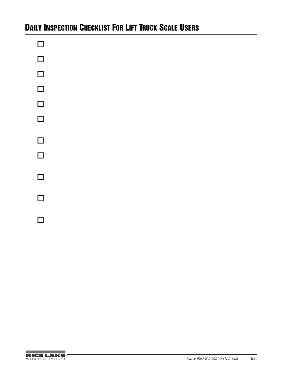 Rice Lake CLS-920i Cargo Lift Scale Installation Manual User Manual | Page 95 / 98