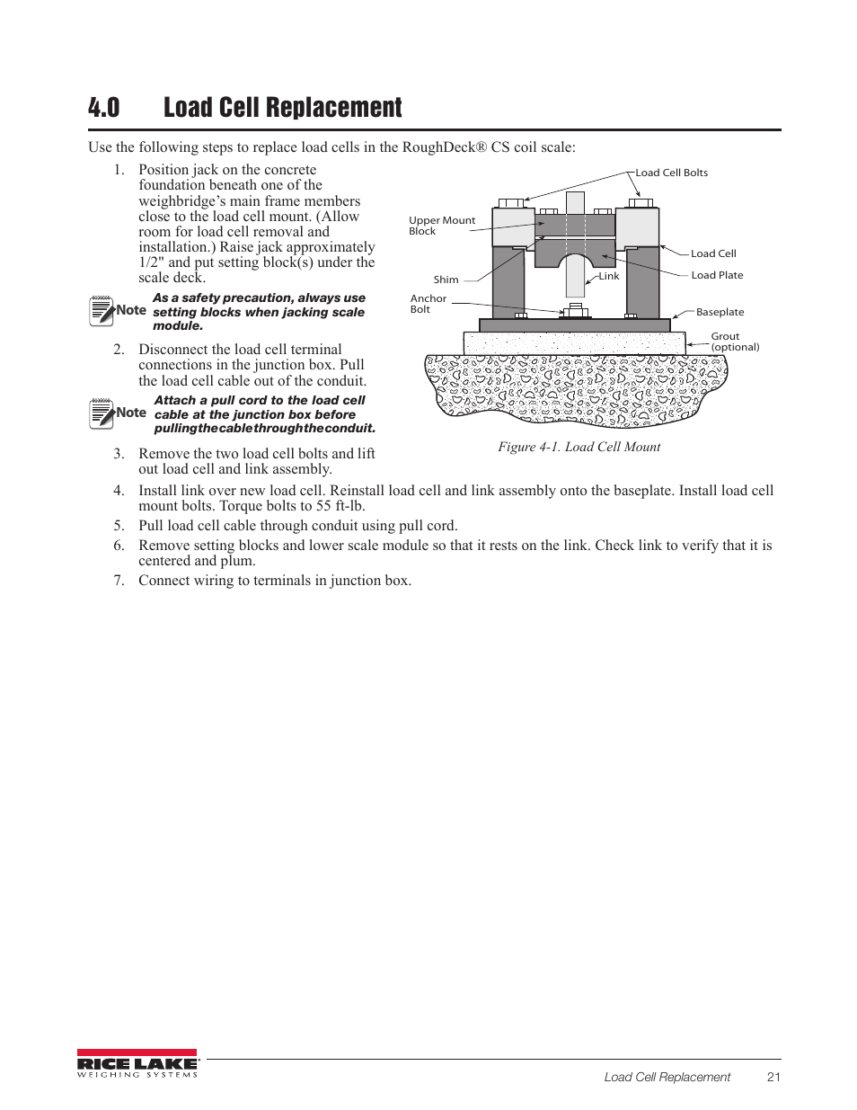 0 load cell replacement | Rice Lake Coil Scale RoughDeck CS User Manual | Page 11 / 15